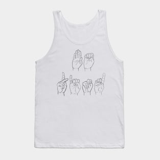 Be Kind Deaf ASL hand sign letters Tank Top